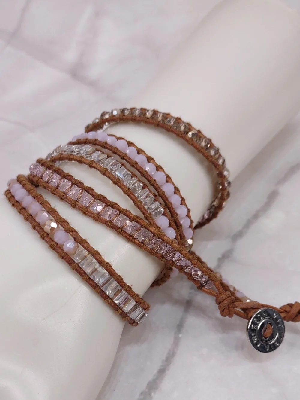 Victoria Emerson Pink Crystal Beaded Wrap Bracelet